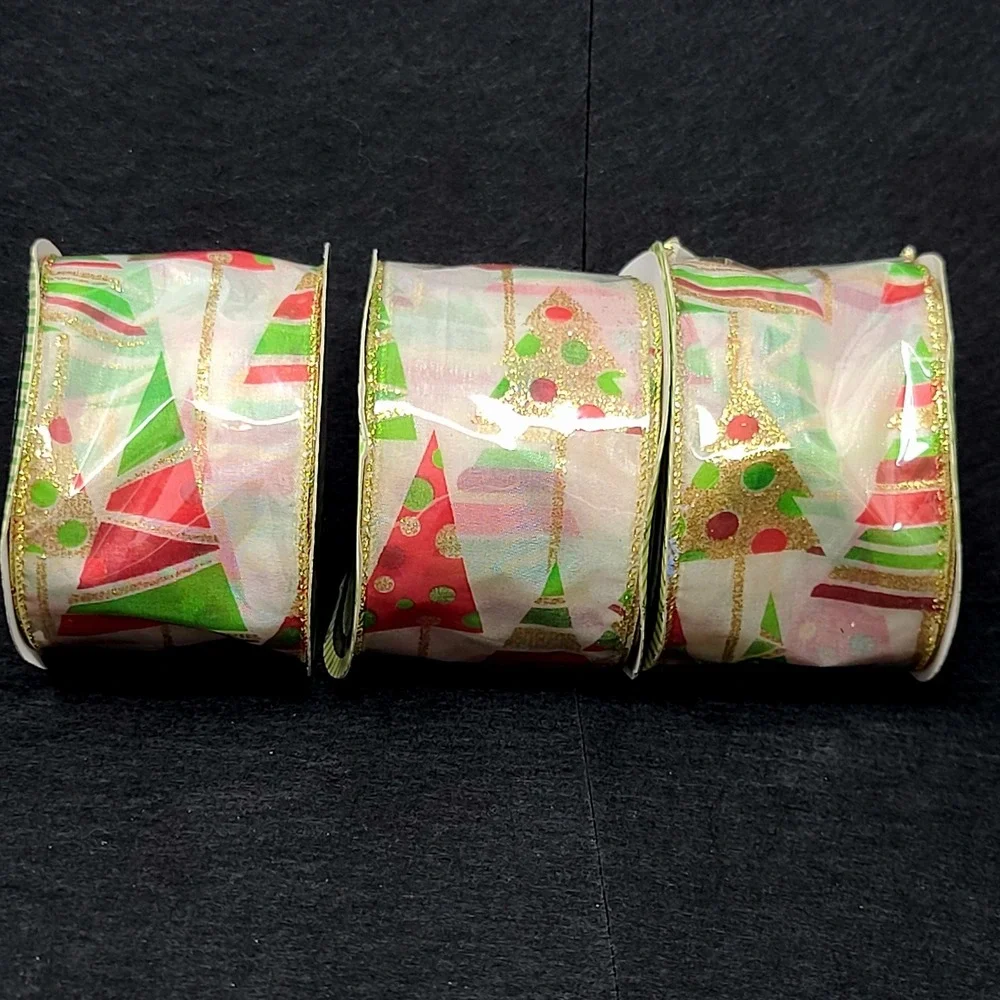 VALUE BUNDLE Christmas Tree Wired Ribbon 3 pk 2.5